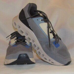 On Cloudstratus Fossil Grey Blue White Running Shoes (39.99007) Men's Size 9.5